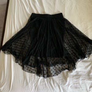 Black pencil skirt with polkadot tule over lay